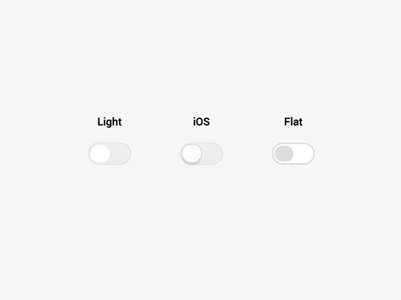 three different style web based toggle switches all in which are styled like the iphone toggle switches