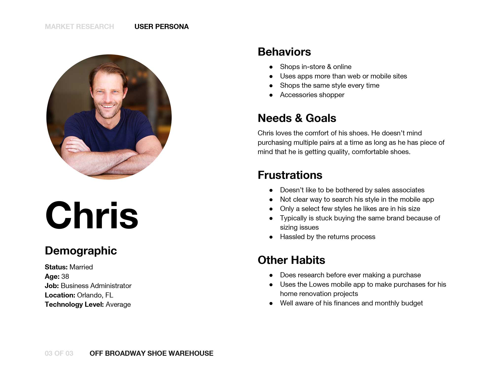 a user persona of a man named chris